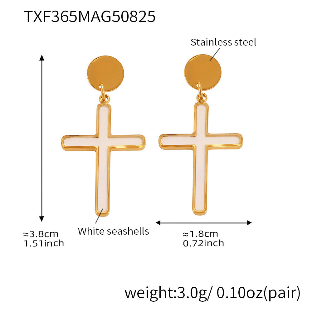 316L Stainless Steel Mother-of-Pearl Cross Jewelry Collection - Image 8