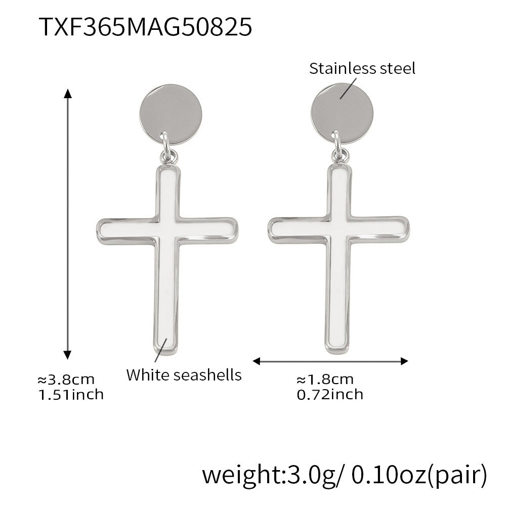 316L Stainless Steel Mother-of-Pearl Cross Jewelry Collection - Image 9