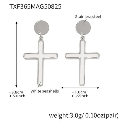 316L Stainless Steel Mother-of-Pearl Cross Jewelry Collection - Image 9