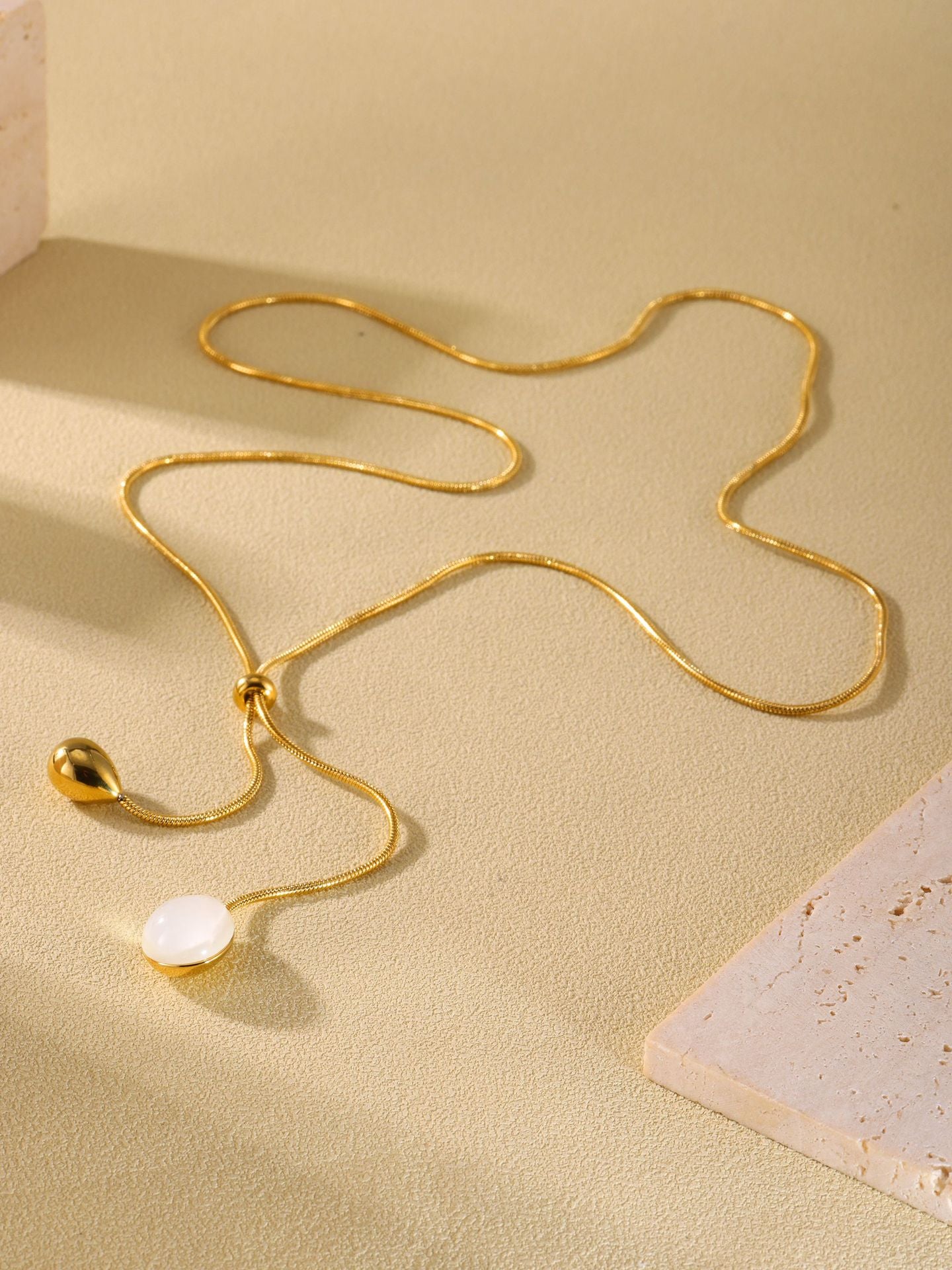 316L Stainless Steel Multi-color Adjustable Teardrop Long Necklace - Image 1