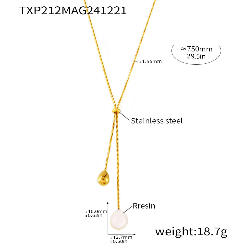 316L Stainless Steel Multi-color Adjustable Teardrop Long Necklace - Image 16