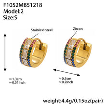 316L stainless steel multi color 5A CZ hoop earrings with double row zirconia