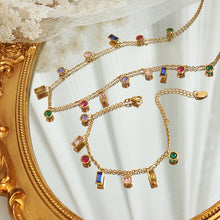 316L Stainless Steel Multi-Color Zircon Tassel Necklace & Chic Bracelet Set - Image 3
