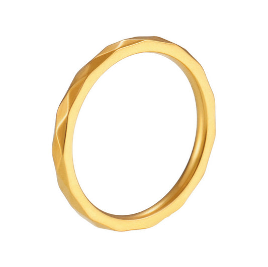 316L Stainless Steel Multi-Faceted Diamond Pattern Stackable Band Ring - Image 3