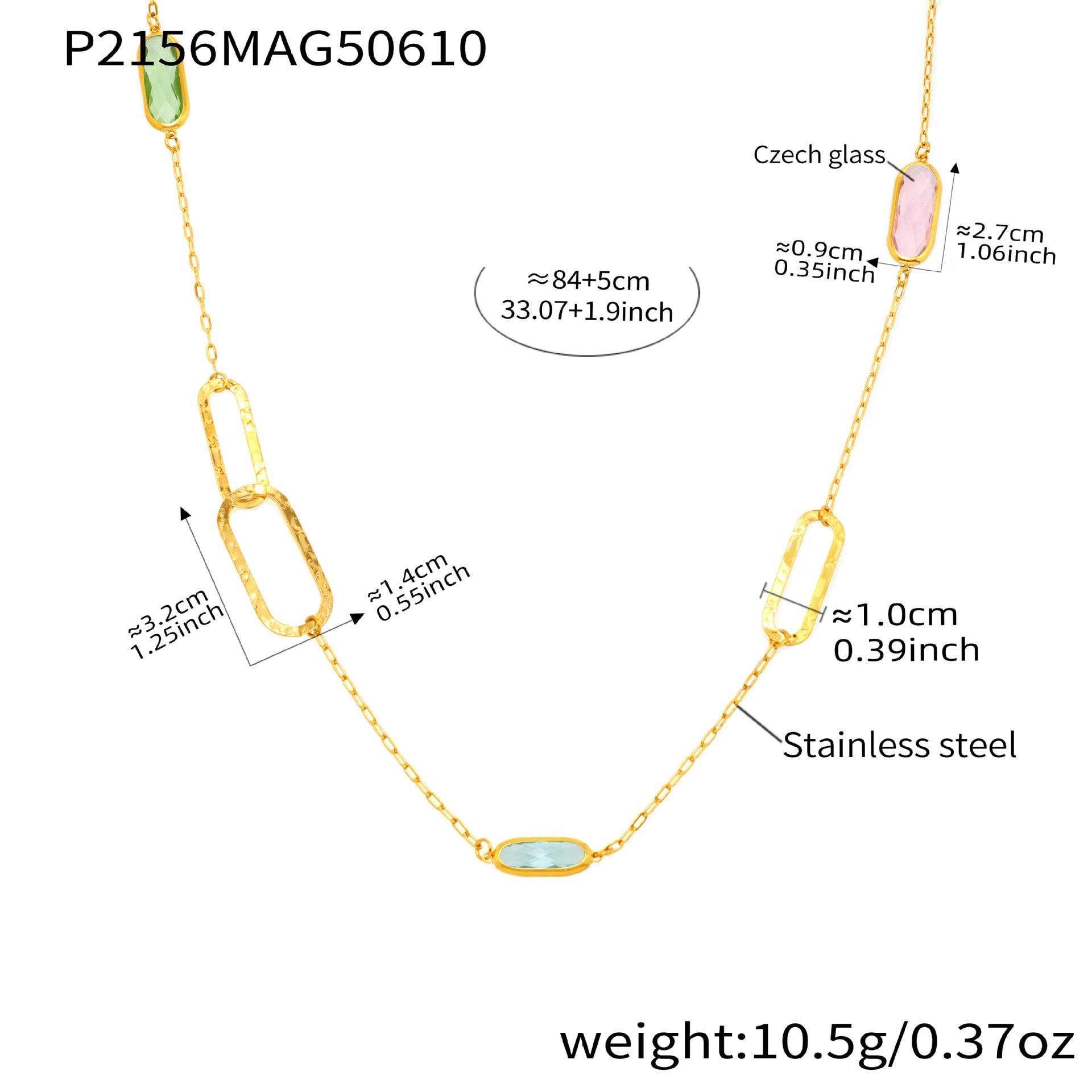 316L Stainless Steel Multi-Faceted Geometric Clear Glass Double Layer Collarbone Necklace - Image 1