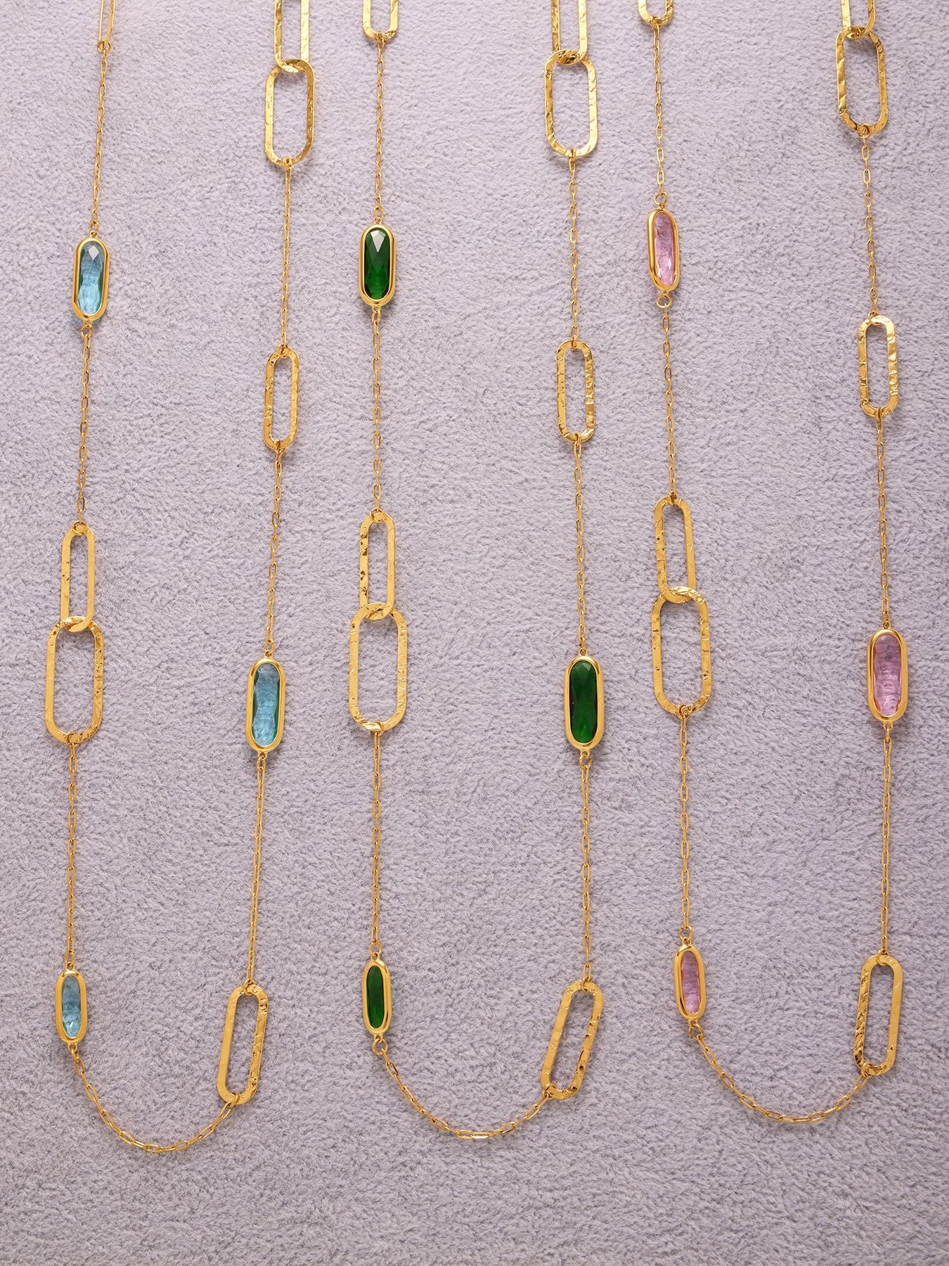 316L Stainless Steel Multi-Faceted Geometric Clear Glass Double Layer Collarbone Necklace - Image 12