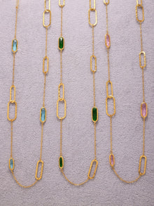 316L Stainless Steel Multi-Faceted Geometric Clear Glass Double Layer Collarbone Necklace - Image 12