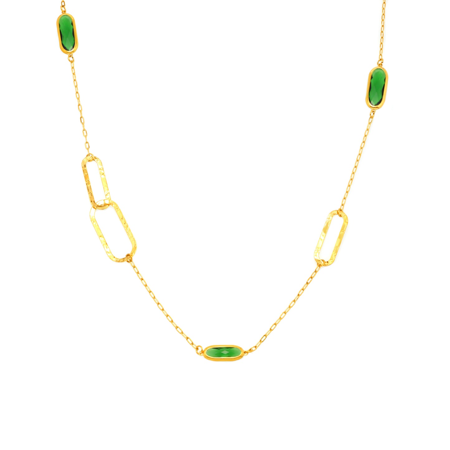 316L Stainless Steel Multi-Faceted Geometric Clear Glass Double Layer Collarbone Necklace - Image 6