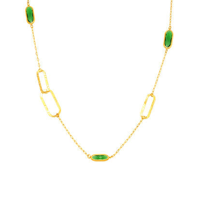 316L Stainless Steel Multi-Faceted Geometric Clear Glass Double Layer Collarbone Necklace - Image 6