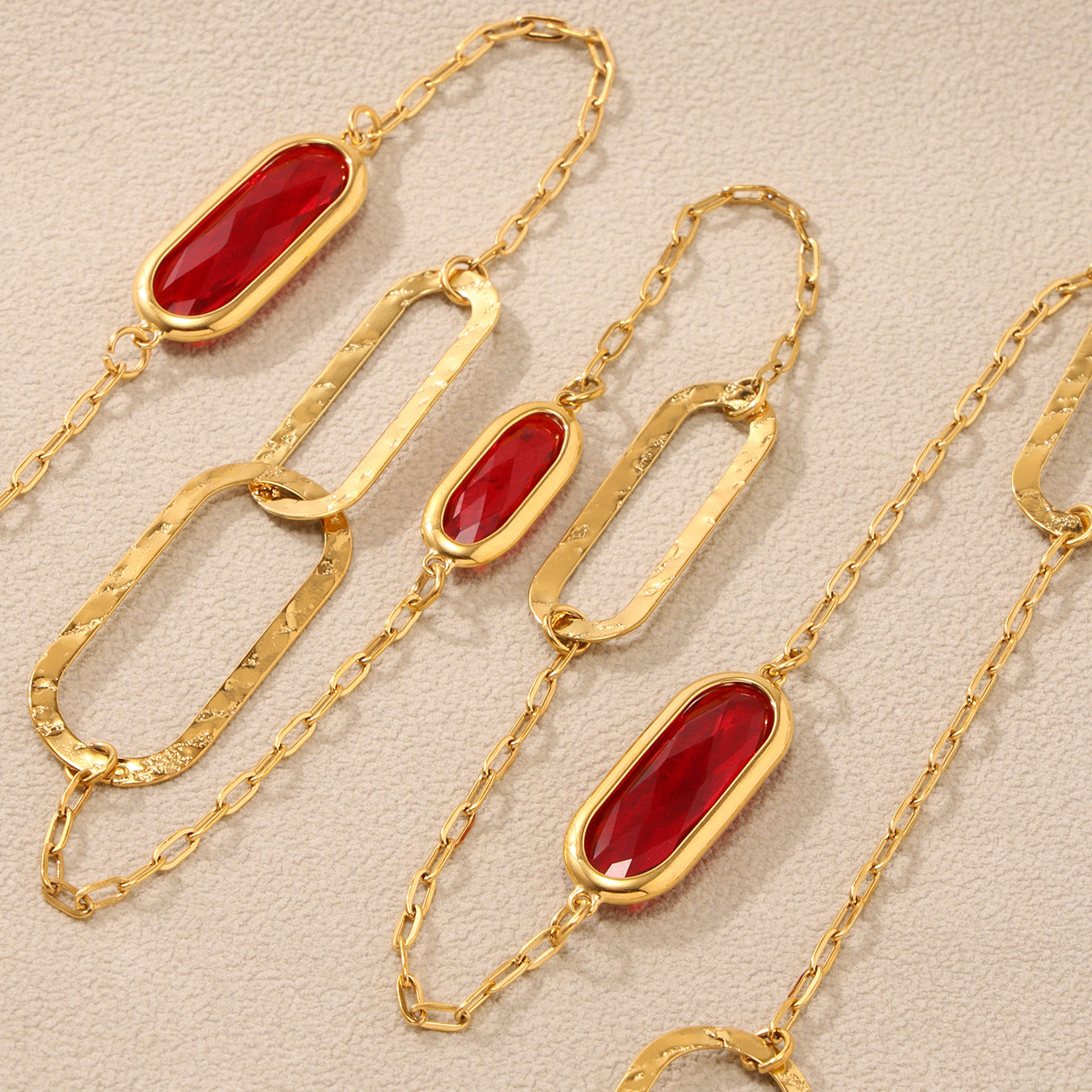 316L Stainless Steel Multi-Faceted Geometric Clear Glass Double Layer Collarbone Necklace - Image 7