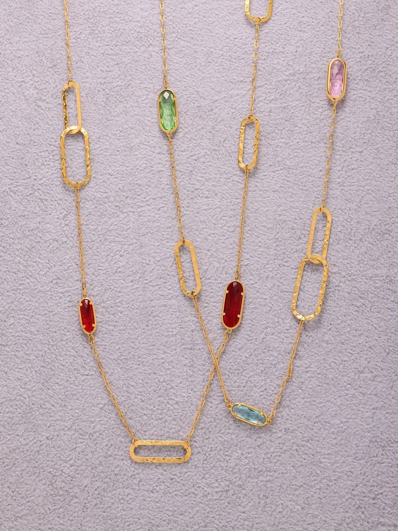 316L Stainless Steel Multi-Faceted Geometric Clear Glass Double Layer Collarbone Necklace - Image 9