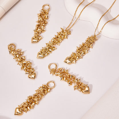 316L Stainless Steel Multi-Heart Charm Necklace & Earrings - Image 1