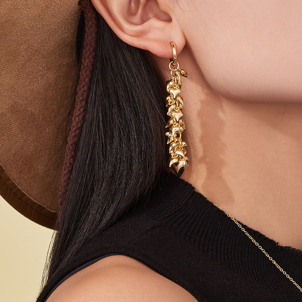 316L Stainless Steel Multi-Heart Charm Necklace & Earrings - Image 3