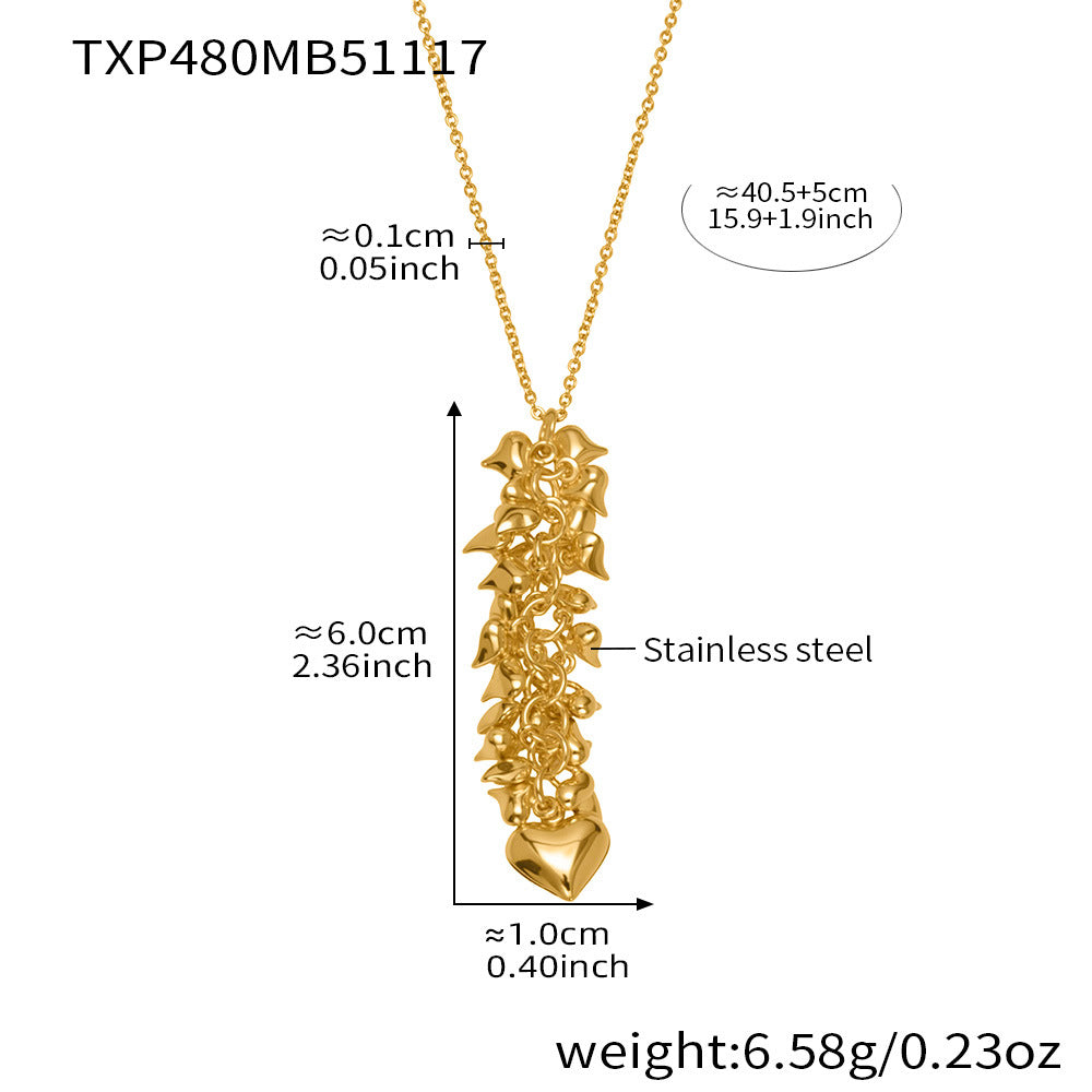 316L Stainless Steel Multi-Heart Charm Necklace & Earrings - Image 5