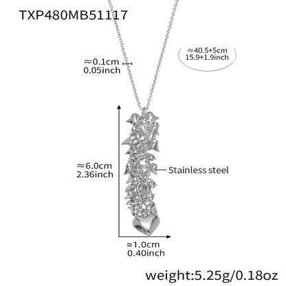 316L Stainless Steel Multi-Heart Charm Necklace & Earrings - Image 6