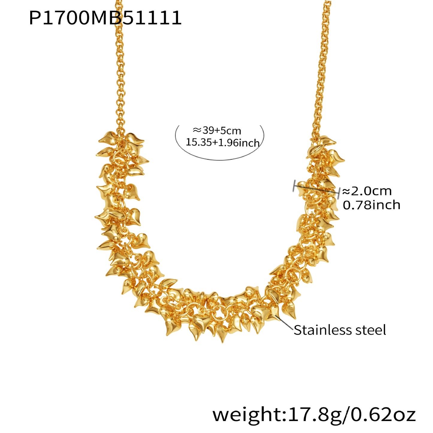 316L Stainless Steel Multi Heart Charm Necklace – Luxury Layered Chain