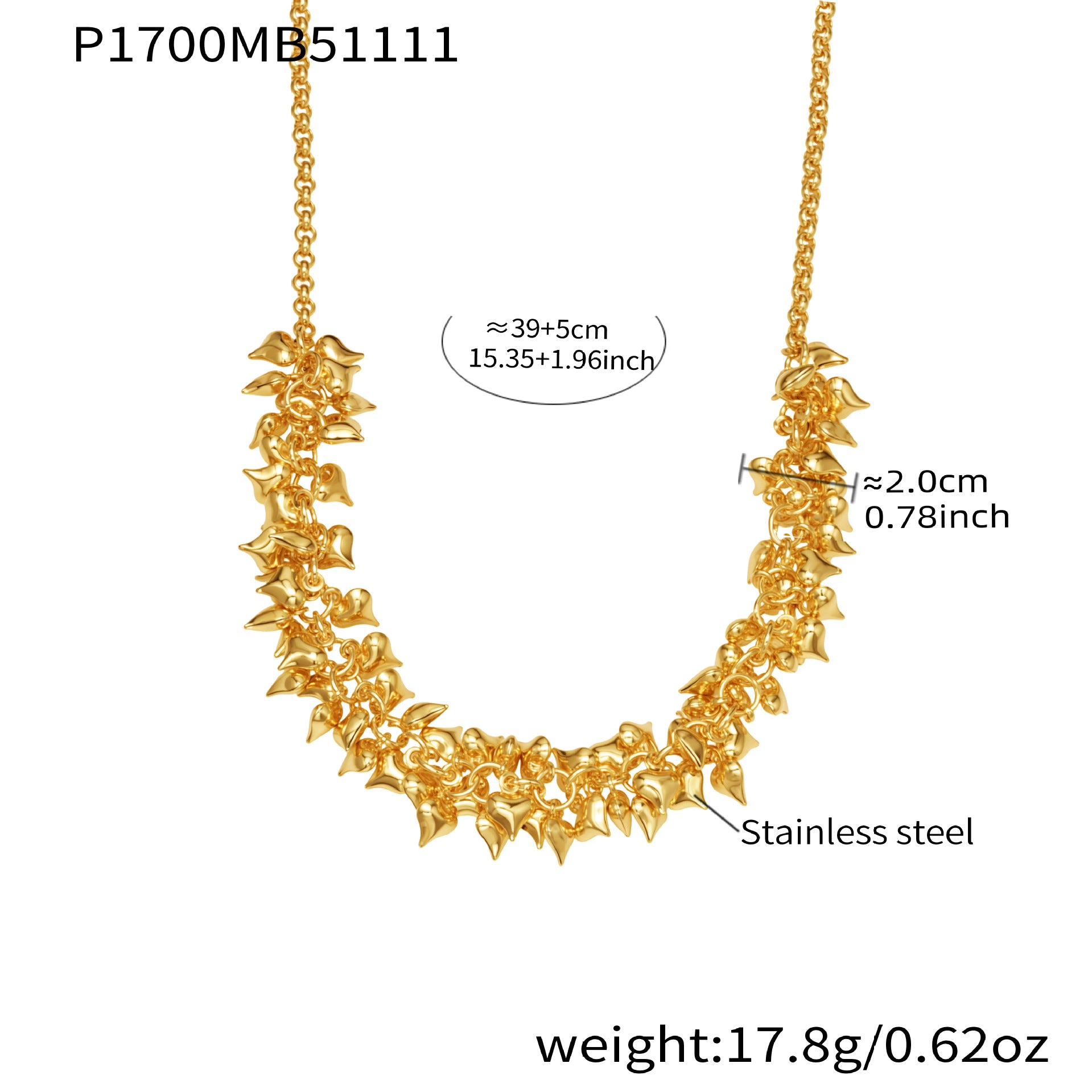 316L Stainless Steel Multi Heart Charm Necklace – Luxury Layered Chain