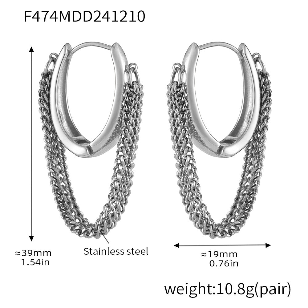 316L Stainless Steel Multi-layer Chain Tassel Earrings - Image 1