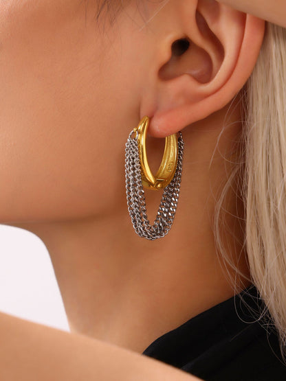316L Stainless Steel Multi-layer Chain Tassel Earrings - Image 11