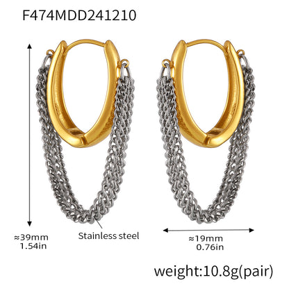316L Stainless Steel Multi-layer Chain Tassel Earrings - Image 2