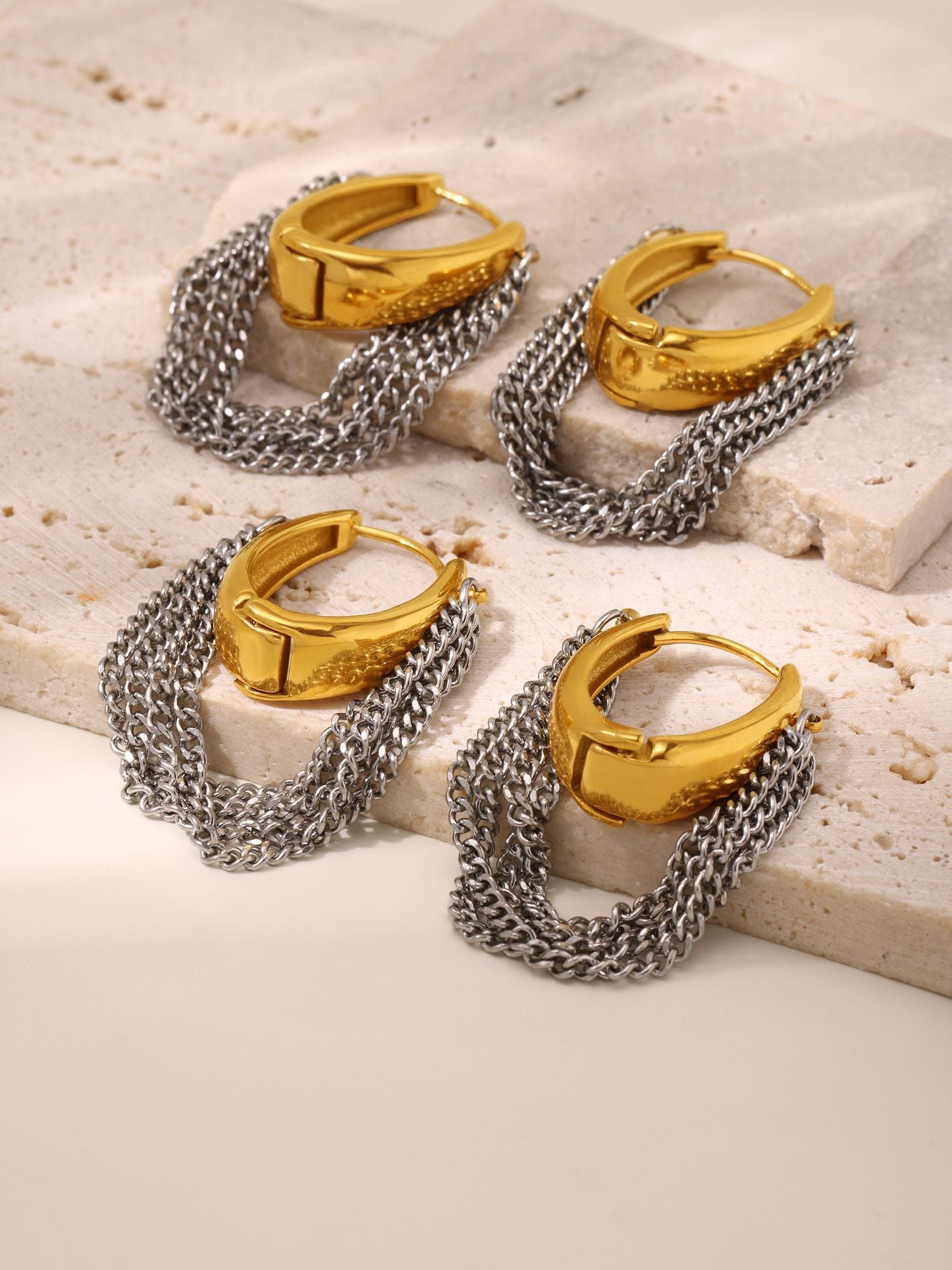 316L Stainless Steel Multi-layer Chain Tassel Earrings - Image 6