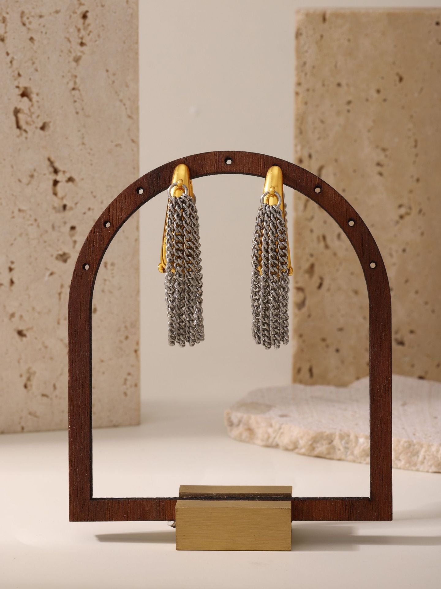 316L Stainless Steel Multi-layer Chain Tassel Earrings - Image 8