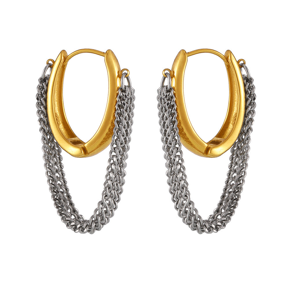 316L Stainless Steel Multi-layer Chain Tassel Earrings - Image 9