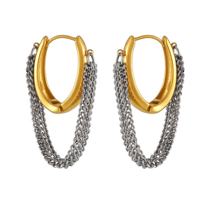 316L Stainless Steel Multi-layer Chain Tassel Earrings - Image 9