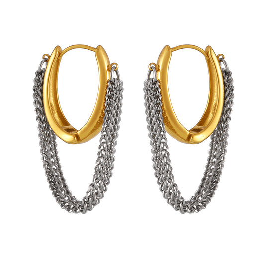 316L Stainless Steel Multi-layer Chain Tassel Earrings - Image 9