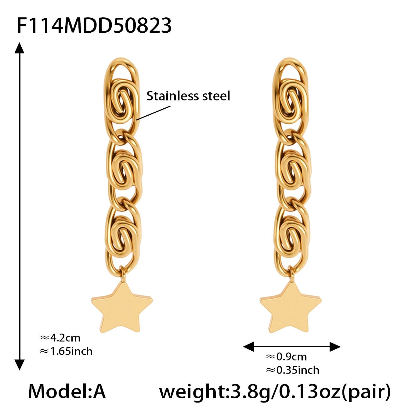 316L Stainless Steel Multi-Layer Freshwater Pearl Tassel Earrings with Star Pendant - Image 1