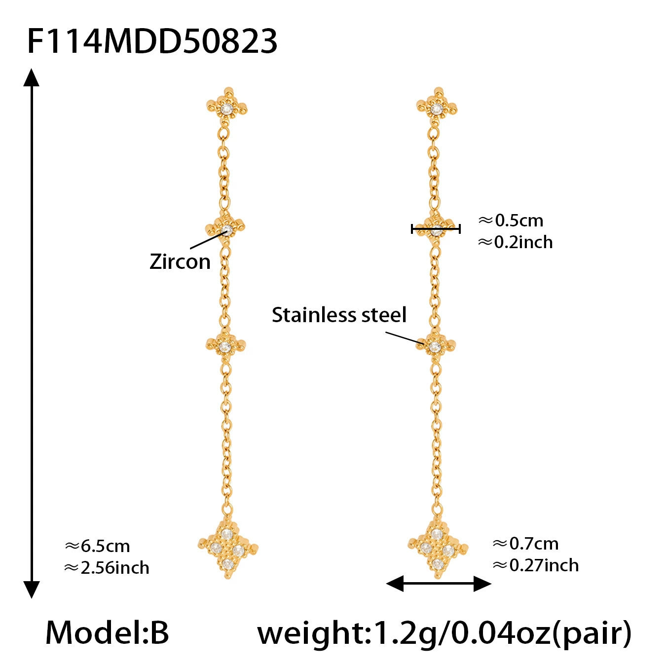 316L Stainless Steel Multi-Layer Freshwater Pearl Tassel Earrings with Star Pendant - Image 3