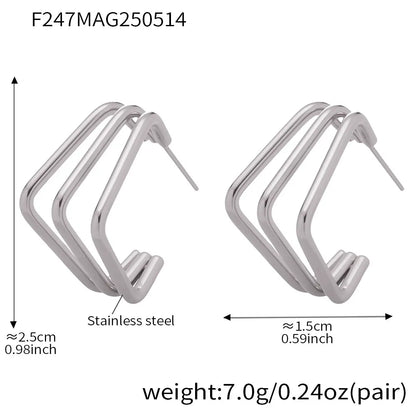 316L Stainless Steel Multi-Layer Geometric Hoop Earrings - Image 10