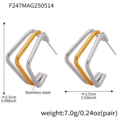 316L Stainless Steel Multi-Layer Geometric Hoop Earrings - Image 11