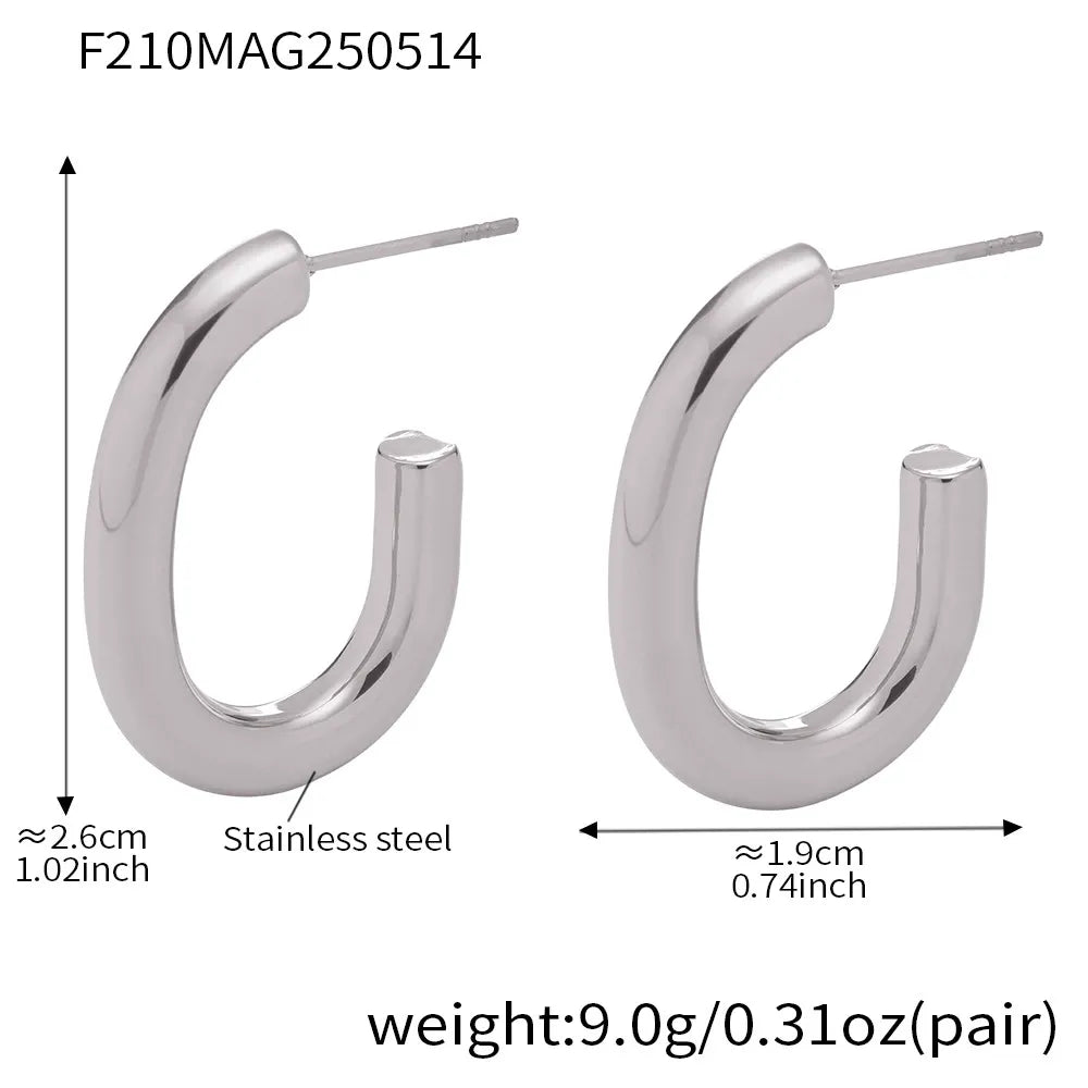 316L Stainless Steel Multi-Layer Geometric Hoop Earrings - Image 13