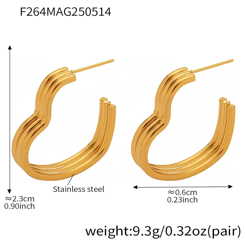 316L Stainless Steel Multi-Layer Geometric Hoop Earrings - Image 15