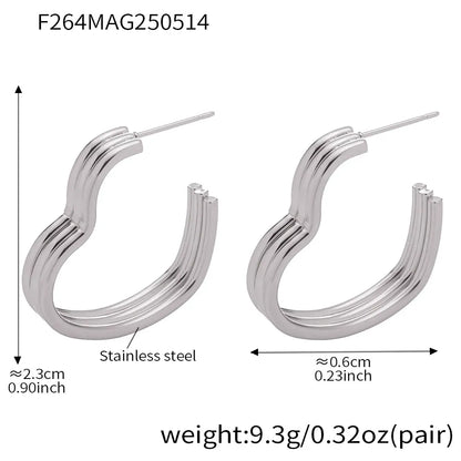 316L Stainless Steel Multi-Layer Geometric Hoop Earrings - Image 16