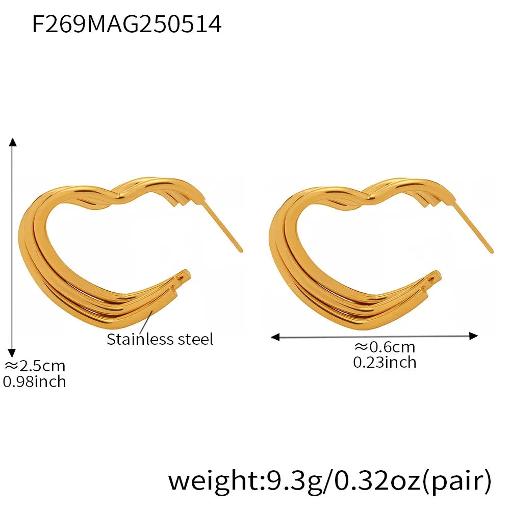 316L Stainless Steel Multi-Layer Geometric Hoop Earrings - Image 18