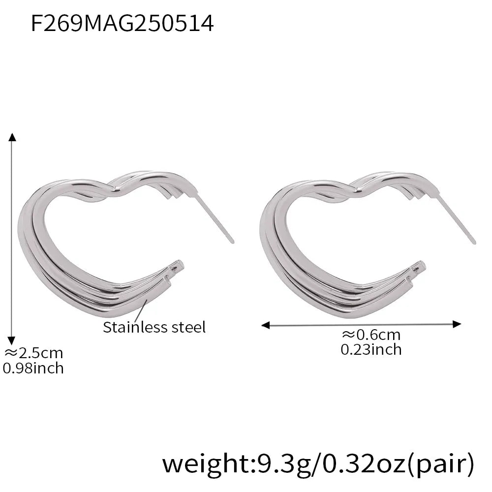 316L Stainless Steel Multi-Layer Geometric Hoop Earrings - Image 19