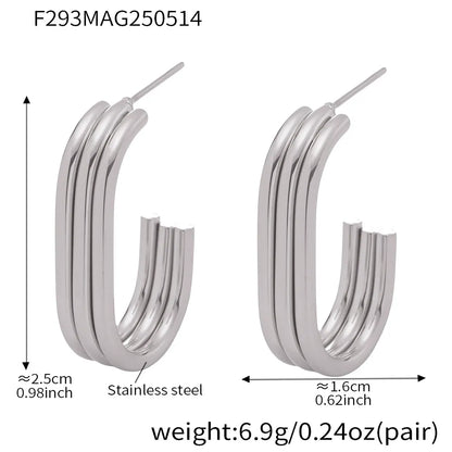 316L Stainless Steel Multi-Layer Geometric Hoop Earrings - Image 21