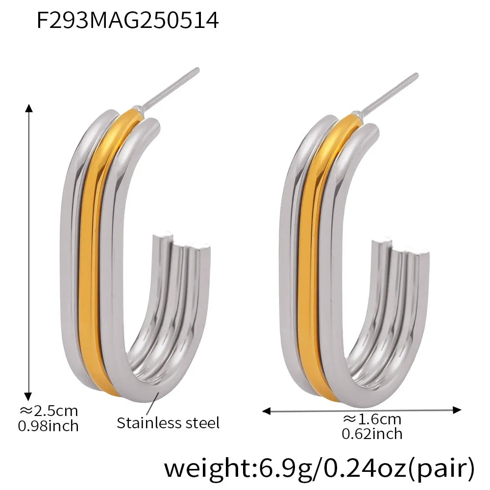 316L Stainless Steel Multi-Layer Geometric Hoop Earrings - Image 22