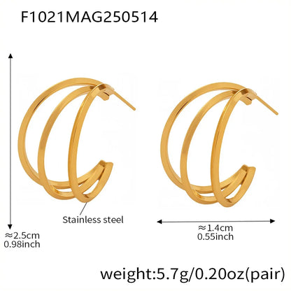 316L Stainless Steel Multi-Layer Geometric Hoop Earrings - Image 6
