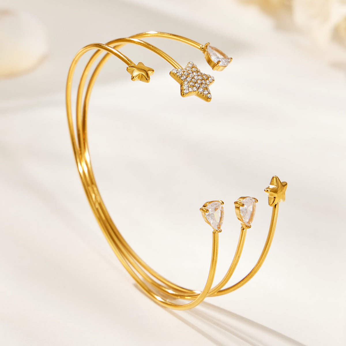 316L Stainless Steel 18K PVD Gold Multi-Layer Open Bangle made with 316L stainless steel and 18K PVD gold finish for wholesale jewelry buyers - image 12