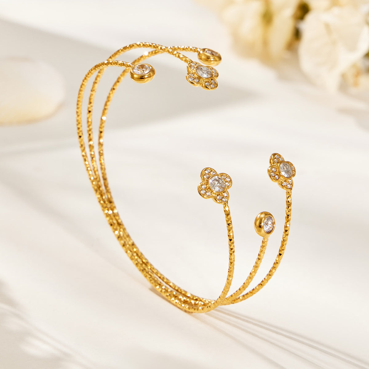 316L Stainless Steel 18K PVD Gold Multi-Layer Open Bangle made with 316L stainless steel and 18K PVD gold finish for wholesale jewelry buyers - image 13