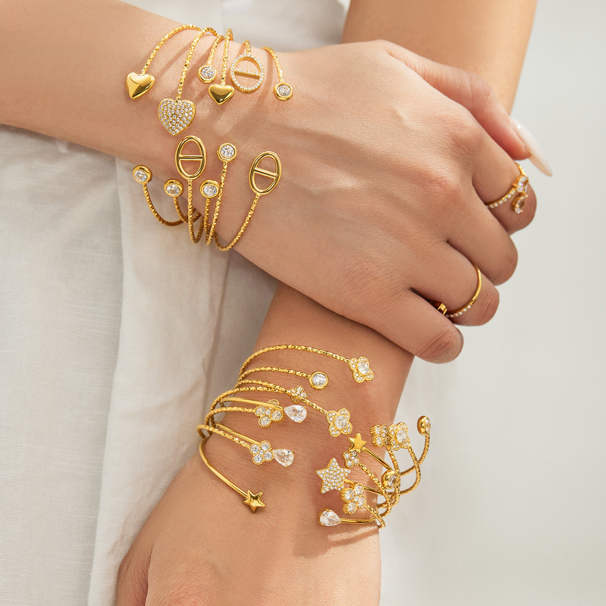 316L Stainless Steel 18K PVD Gold Multi-Layer Open Bangle made with 316L stainless steel and 18K PVD gold finish for wholesale jewelry buyers - image 19