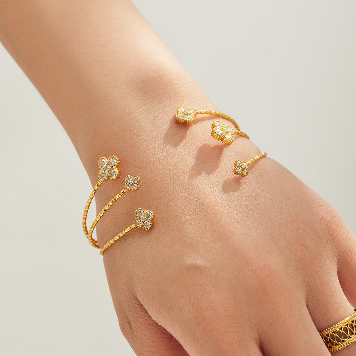 316L Stainless Steel 18K PVD Gold Multi-Layer Open Bangle made with 316L stainless steel and 18K PVD gold finish for wholesale jewelry buyers - image 23