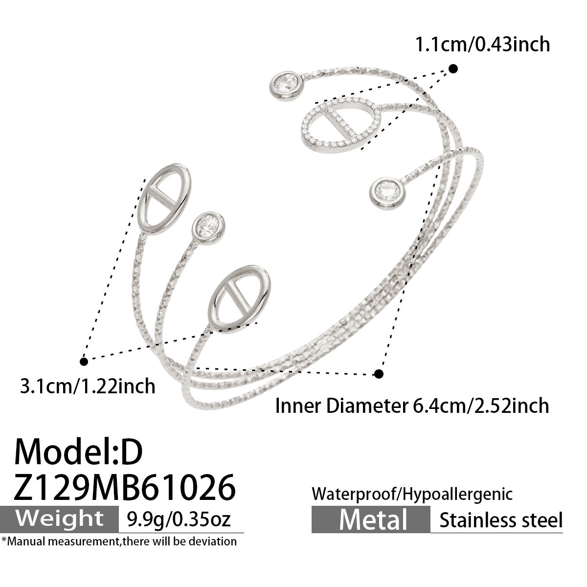 316L Stainless Steel 18K PVD Gold Multi-Layer Open Bangle made with 316L stainless steel and 18K PVD gold finish for wholesale jewelry buyers - image 5
