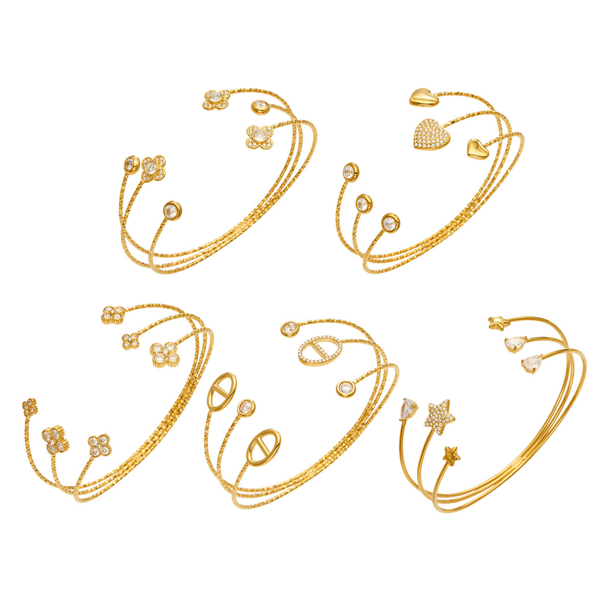 316L Stainless Steel 18K PVD Gold Multi-Layer Open Bangle made with 316L stainless steel and 18K PVD gold finish for wholesale jewelry buyers - image 8