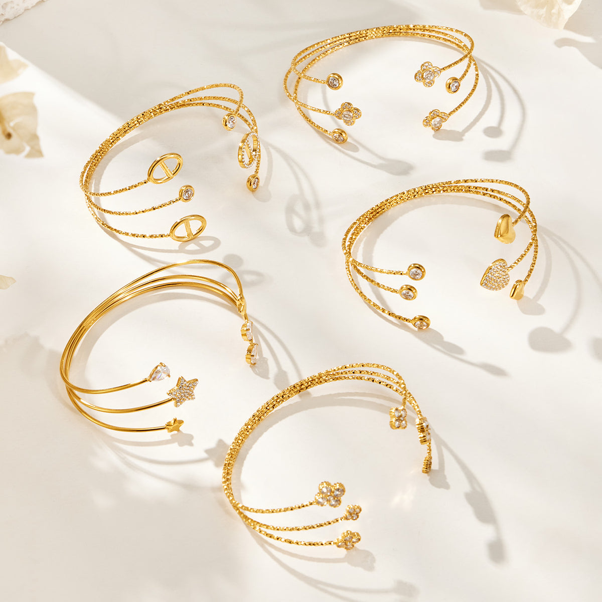 316L Stainless Steel 18K PVD Gold Multi-Layer Open Bangle made with 316L stainless steel and 18K PVD gold finish for wholesale jewelry buyers - image 9