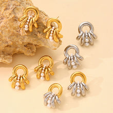 316L Stainless Steel Multi-Layer Shell Pearl Earrings - Image 1