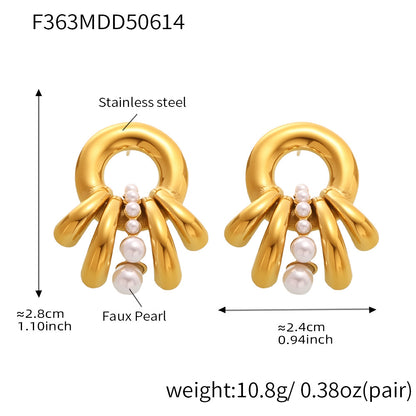 316L Stainless Steel Multi-Layer Shell Pearl Earrings - Image 10